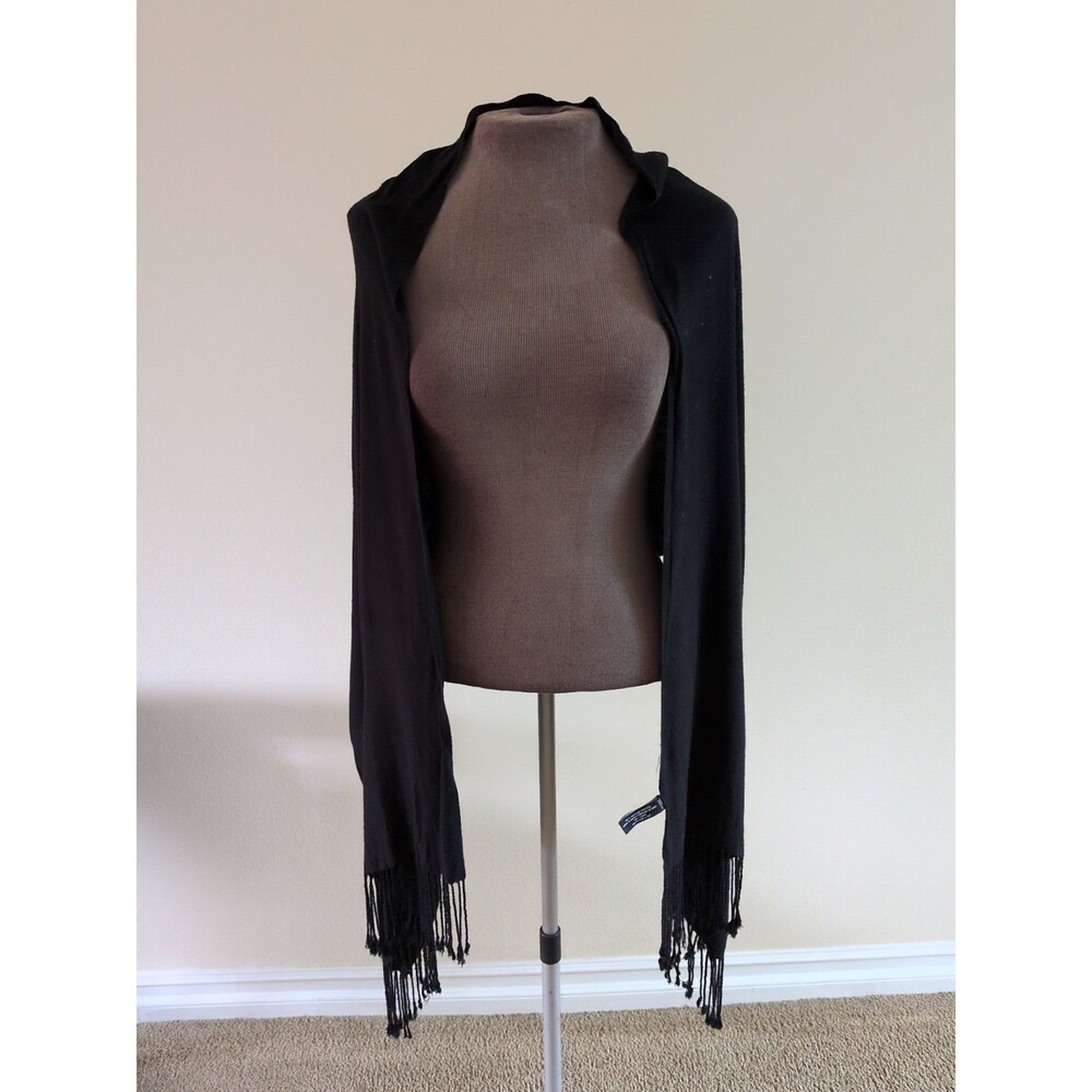 Jones New York Women's Blac Viscose Soft  Fringe Scarf Shawl Size 20 x 68